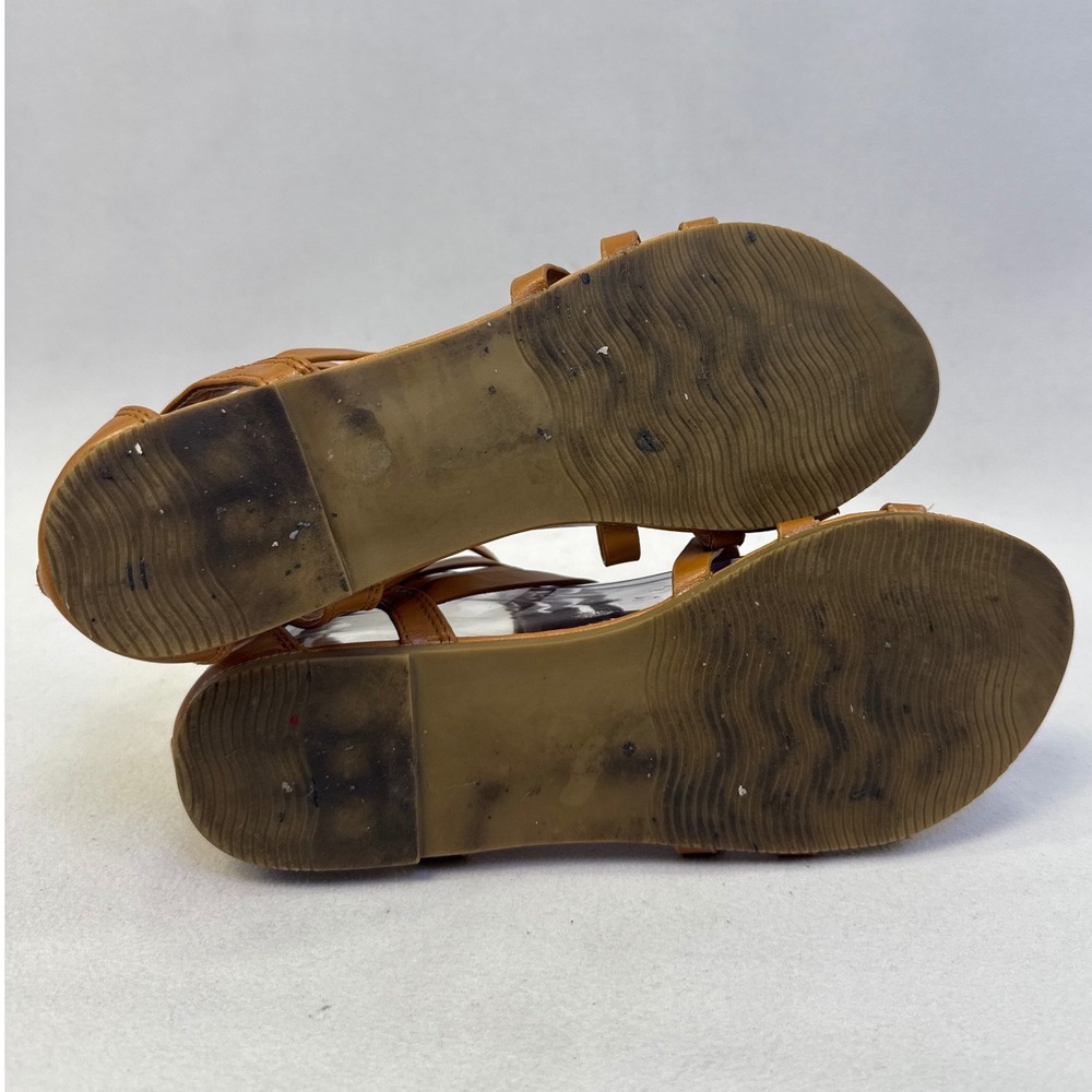Trary Womens Tan Brown Strappy Gladiator Sandals Back Zip Flat Shoes Size 8 - Picture 4 of 8
